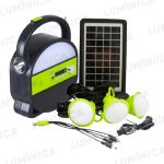 Kit Solar Portátil con Linterna y Tres Focos de 3W con conexión USB
